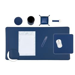Grand Sous-main de bureau en cuir bleu - 80 cm par 50 cm